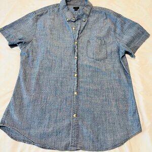 J. Crew Men's Short Sleeve Flex Button Front Shirt  Blue Size XL